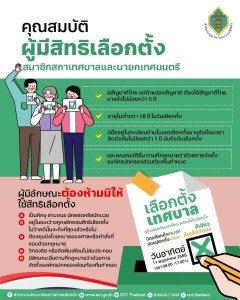 คุณสมบัติของผู้มีสิทธิเลือกตั้งในการเลือกตั้งสมาชิกสภาเทศบาลและนายกเทศมนตรี ในวันอาทิตย์ที่ 11 พฤษภาคม 2568